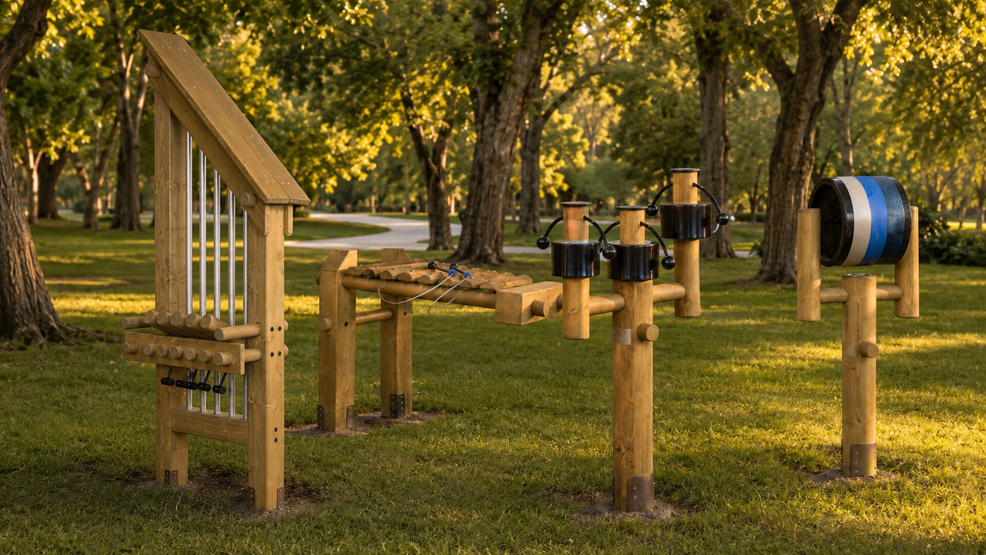 Strumenti musicali GITRÈ installati in un parco